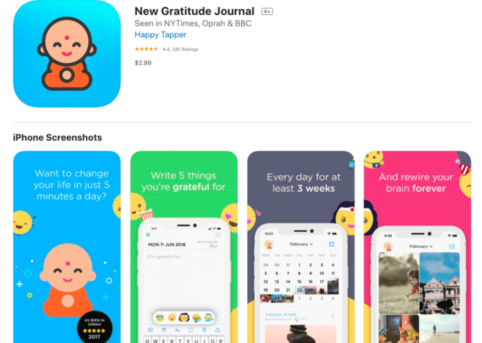 Gratitude journal app