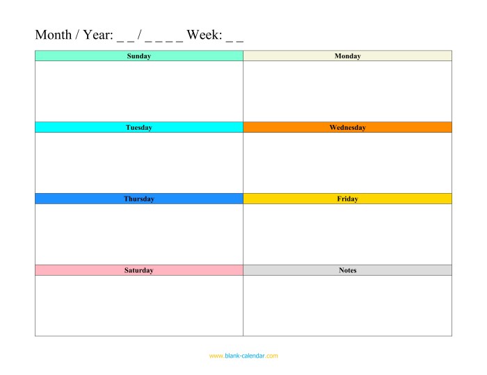 Weekly schedule planner